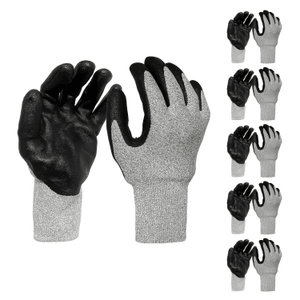 Grey Glass Fiber Glove - Black NBR Foam Palm Coated (4 Sizes), 5ea M