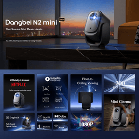 Portable Mini Projector Auto Focus Keystone Correction 40-120" Display