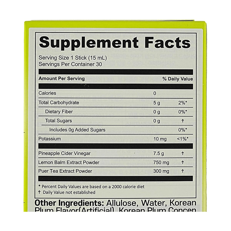 韓國LIVELING 鳳梨醋清體飲 青梅味 30條入 450ml【低卡0蔗糖】【大餐救星】 6