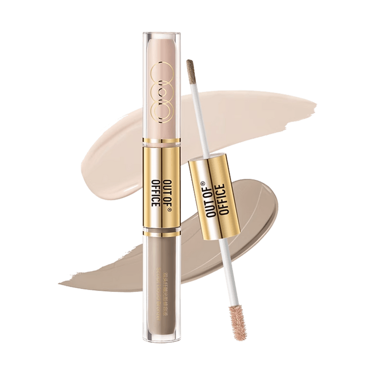 OUT OF OFFICE哦野 双头光影CP 高光提亮液体修容笔膏 鼻影阴影 匀净隐瑕遮瑕液 4.9g 原生0粉感 通透无痕 3