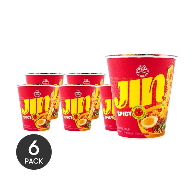 Jin Ramen- Korean Style Instant Cup Noodles , Spicy Flavor , 2.29oz*6 Packs【Value Pack】【BTS Jin】【ARMY】