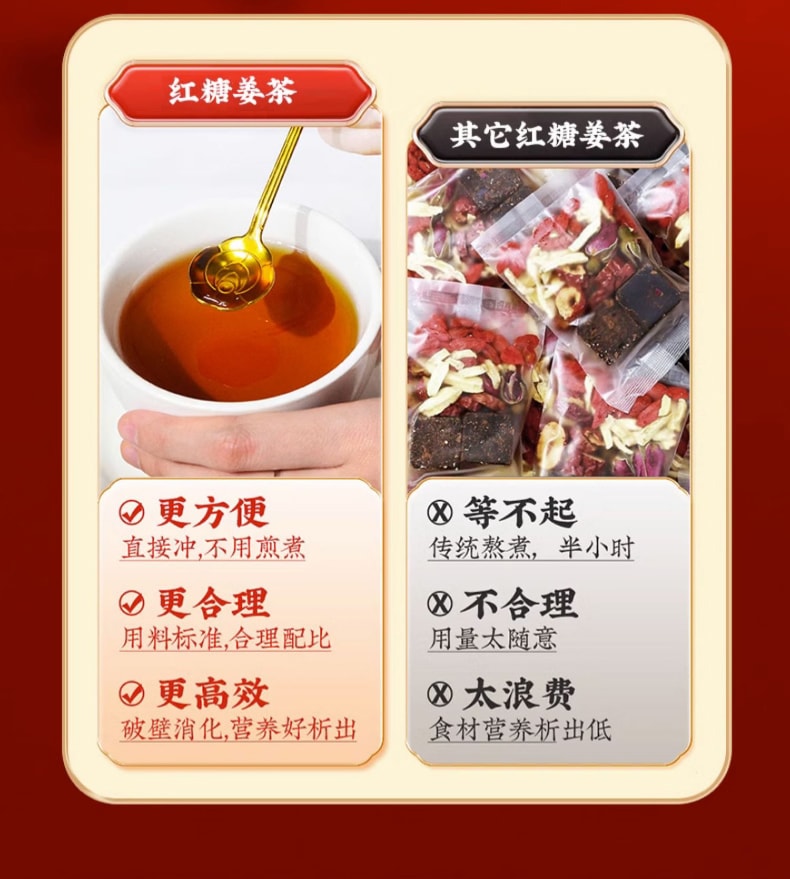 南京同仁堂 红糖姜茶 养血 驱寒 去湿气 经期不适 暖胃暖宫 手脚冰凉防风寒 10g×12条 120g