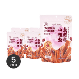 盒馬 蔓越莓山楂條 開胃果丹皮蜜餞 180g *5【5份超值裝】