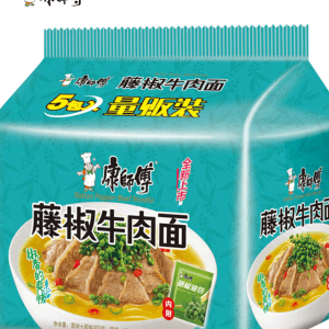 【中国直送】マスターコング インスタントヌードル 籐胡椒牛肉麺 97g*5袋 夜食 インスタントラーメン 煮込みラーメン