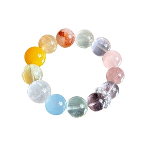 Daydream Natural Crystal Multi-stone Bracelet 14-16mm 1 Piece Colorful Round Bead Wealth Attracting Bracelet