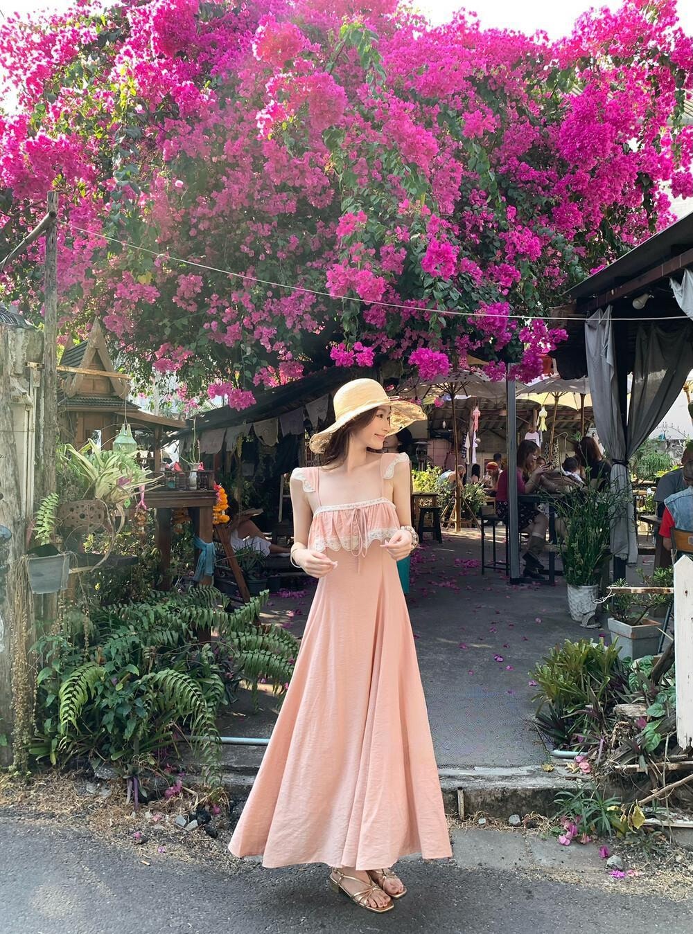 【加拿大直郵】 加拿大 SCENARIO 薔薇微風蕾絲長裙 S-M碼 粉紅色 粉紅色 S