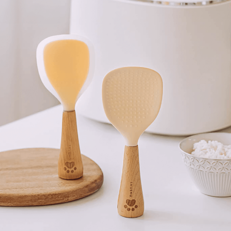 Rice Spoon With Wooden Handle Non-Stick Heat Resistant Kitchen Utensil Standing Rice Cooker Spatula Kitchen Tool Nylon Rice Spoon Silicone Solid Spatula - View #5