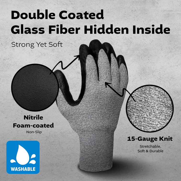 韩国 Kproduct4u 灰色氨纶尼龙手套 黑色丁腈发泡掌涂 4种尺寸 5双 XL码 7