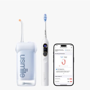 【美國直效郵件】 USMILE 口腔護理組 Y20pro白色電動牙刷 1支 + C10藍色沖牙器 1台