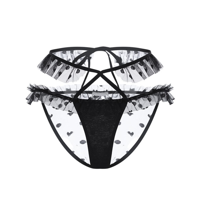 Erotic panties teenage girls mesh see-through temptation cross straps trunks even size black