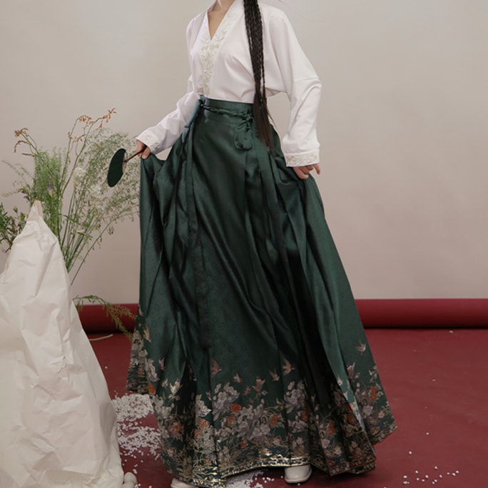 New Chinese Style Horse Face Skirt With Han Elements Versatile Half Length Skirt Green Hill S