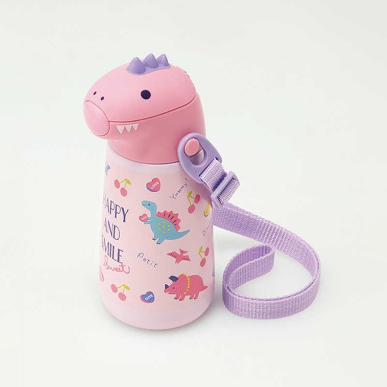 【日本直邮】SKATER 斯凯达 宝宝不锈钢吸管杯保温杯 粉色恐龙款 370ml 8