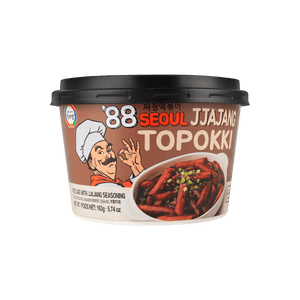'88 Seoul Jjajang Topokki - Chewy Rice Cakes in Black Bean Sauce, 5.74oz