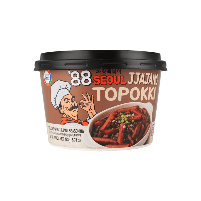 '88 Seoul Jjajang Topokki - Chewy Rice Cakes in Black Bean Sauce, 5.74oz