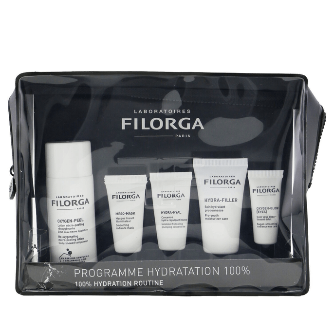 Filorga Hydration Set: Oxygen Peel 50ml+Meso Mask 7ml +Hydra-Hyal 7ml +Hydra-Filler 15ml+Oxygen Glow Eyes 4ml +Bag