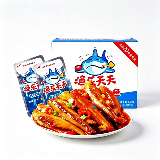 Yu Le Tian Tian Sauce Sweet And Sour Baby Fish 12g*20 packs (240g) Happy Little Baby Fish Sweet Baby Fish Great As A Snack Or For Cooking