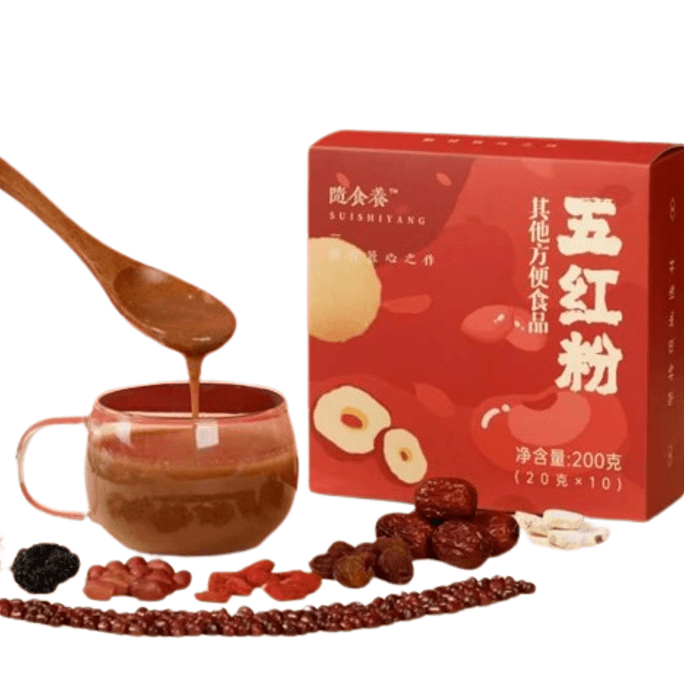 Five Red Powder No-cook Meal Replacement Powder Red Bean Red Date Red Peanut Goji Berry Powder 200g/ box