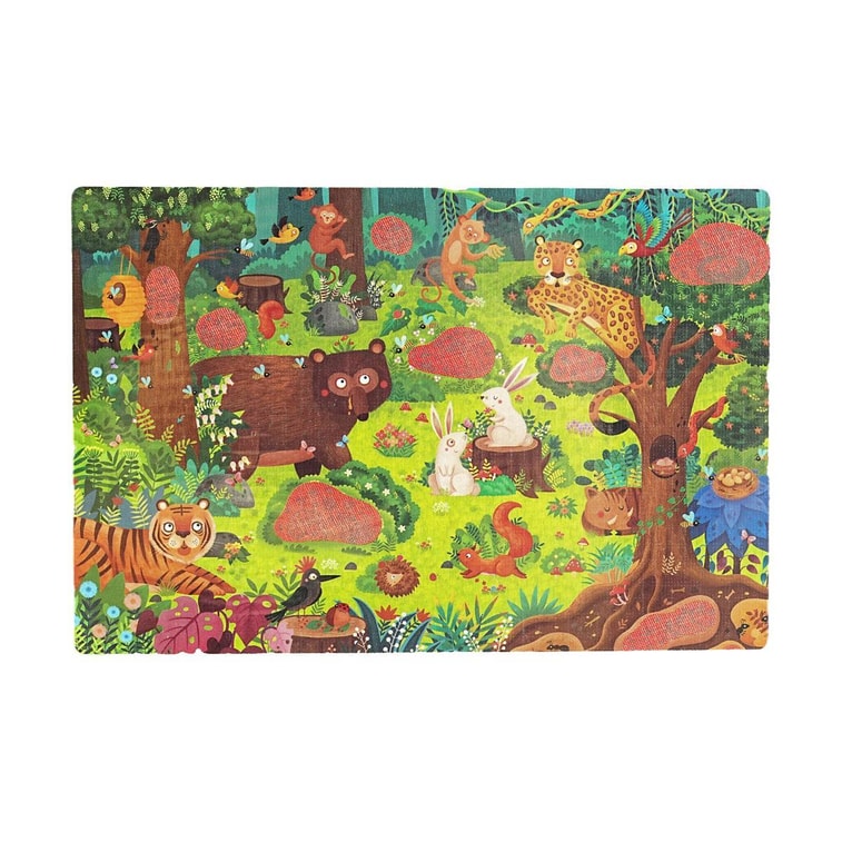 MIDEER彌鹿 兒童大塊拼圖玩具 寶寶啟蒙益智玩具 探秘森林 35片 內含一副透鏡 適合3歲以上寶寶 拼圖尺寸40×60cm 3