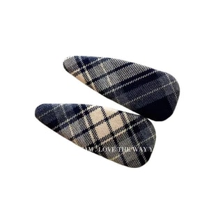 Simple plaid fabric BB clip hair clip sweet retro side clip bangs clip versatile hair accessory 1 pair