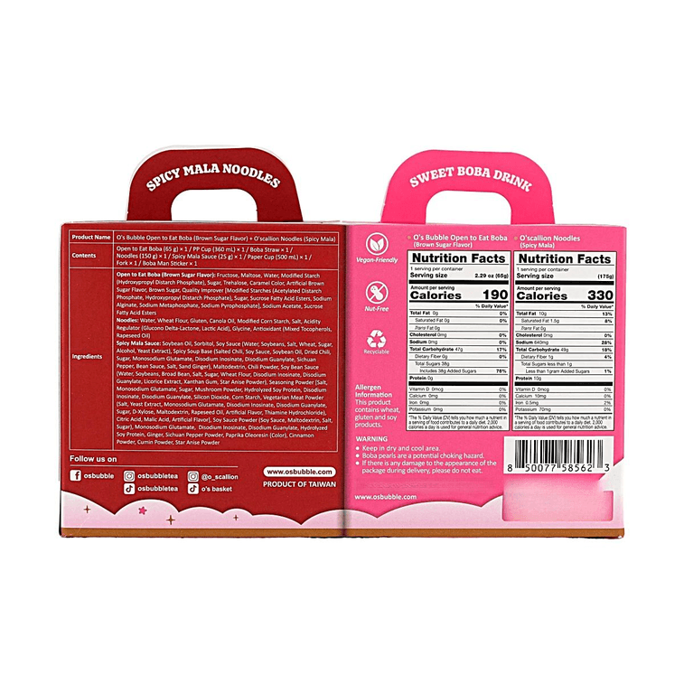 Brown Sugar Boba Milk Tea & Spicy Mala Noodles 8.46oz 【Swicy Duo Kit】【Two Favorites, One Box】 8