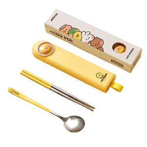 Portable Cutlery Chopsticks Spoon Cutlery Box Set Cute 304 Stainless Steel Chopsticks and Spoon selini
