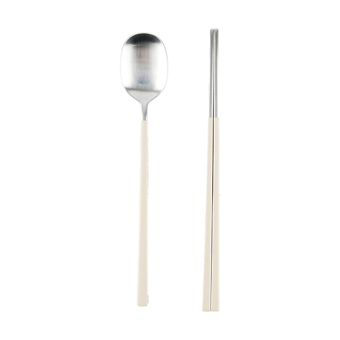 Korean Spoon & Chopstick Set Soft Ivory