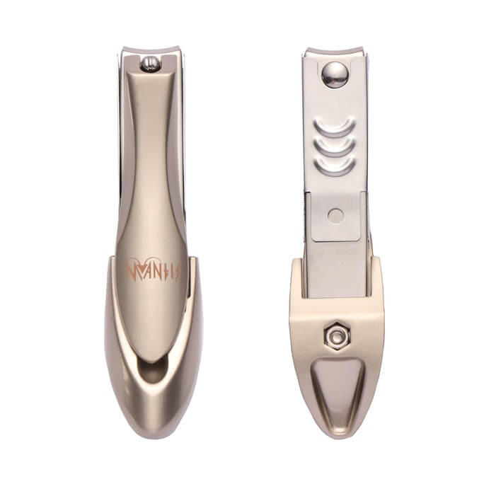 Nail Clippers with Catcher Sharp Durable Bionic Design for Male Plating Stainless Steel Champagne