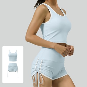 Slim Fit Yoga Set  Women's Pilates Running Fitness Set  Ice Melt Blue S 1 set