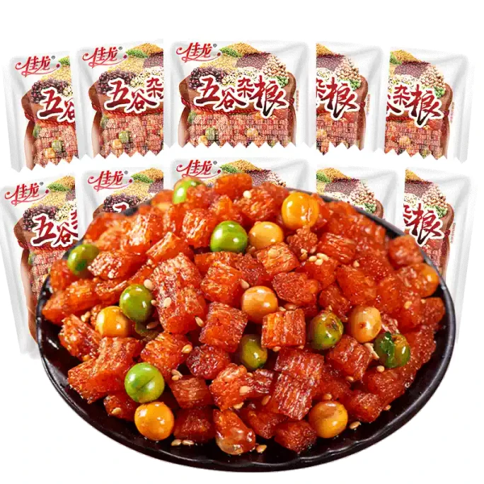 Five-grain Spicy Strips, Sweet And Spicy Flavor, Classic Childhood Snack, Vegetarian Meat And Pea Spicy Strips, Satisfying Casual Snacks (sweet And Spicy Flavor), 16g*10