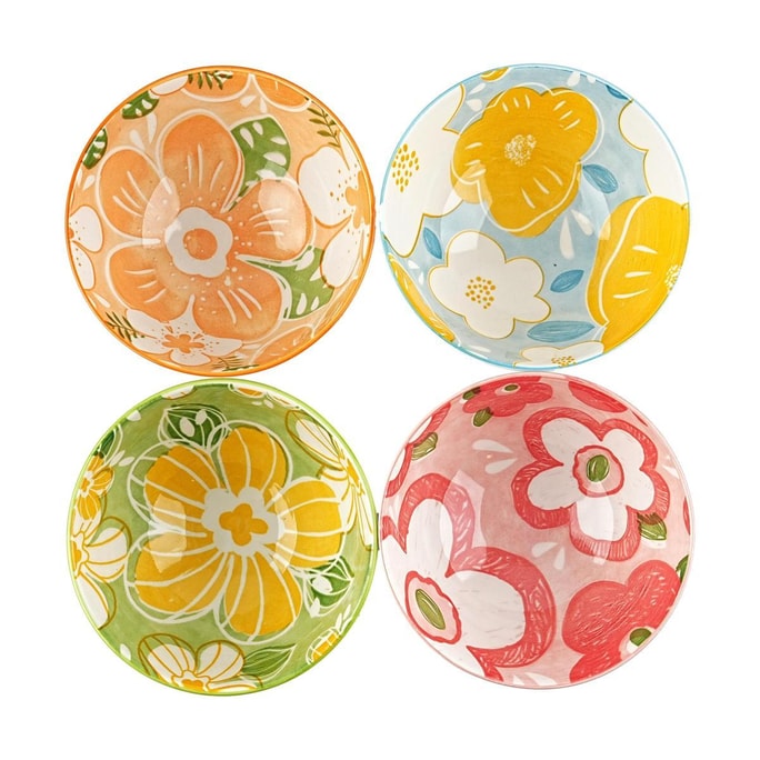 Four-color flower Four bowls 4.5-inch
