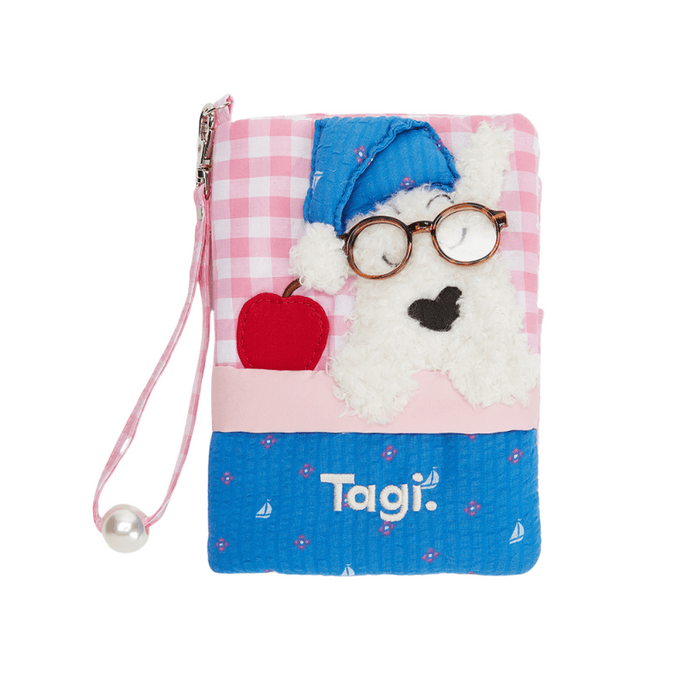 【中國直郵】 Tagi 《哈哈》小狗溫暖晚安護照夾 12.5×16.5×3.5cm 旅行證件收納包 多功能卡包 航海莓果粉紅款