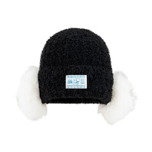 Solid Color Warm Knitted Hat For Autumn And Winter Stylish And Cute Wool Hat That Makes Face Look Smaller  Black One Piece