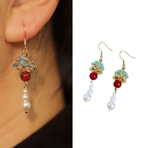 【新中式孔雀蓝耳环】 925银珐琅彩流苏耳饰 高级感配饰 国风气质耳坠 度假宴会日常配饰