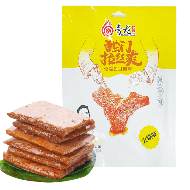 商品详情 - 张奇龙 独门拉丝爽102g 火锅味 豆制素肉 口味升级 - image  0