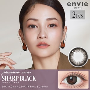 【日本直邮】Envie月抛美瞳 SHARP BLACK月牙黑(黑色系) 2枚 度数0(-0.00)   2023年新色 预计4-6天日本直发
