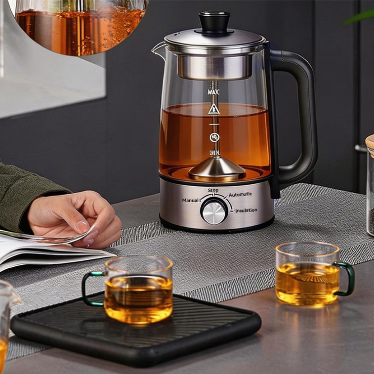 1.5L Smart Tea Maker with Temperature Control, 304 Stainless Steel & Borosilicate Glass, US Plug, Keep Warm Function, Easy to Clean, Ideal for Home, Office, Hotel and Tea Brewing. 3