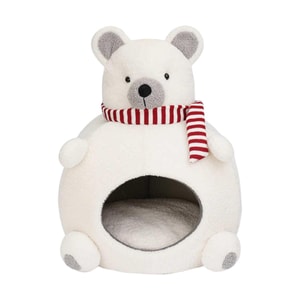 ZEZE シロクマ型ペットベッド Mサイズ 6.5kg以下の猫と犬に最適 暖かく快適