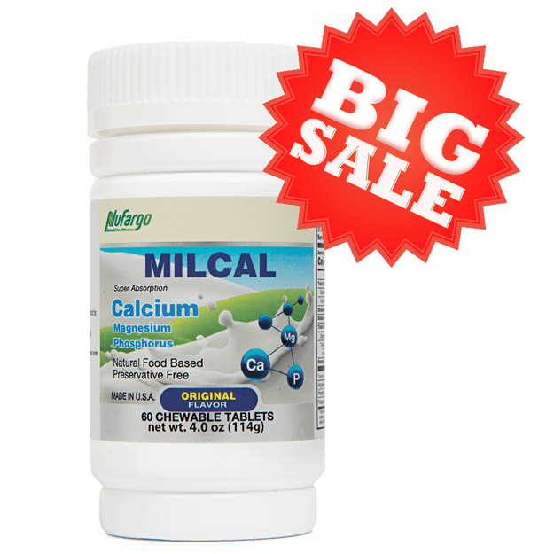 NuFargo MilCal Chewable Milk Calcium + Magnesium Leg Cramp Bone & Joint Health Men Women Kids