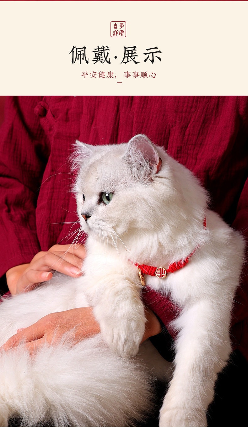 【中国直邮】 宠亮 猫咪项圈狗脖圈装饰品红绳脖圈招财纳福幼猫围脖小配饰头套猫项链 平安健康一个装 (7-17斤)