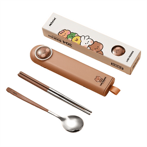Portable Cutlery Chopsticks Spoon Cutlery Box Set Cute 304 Stainless Steel Chopsticks and Spoon bnini