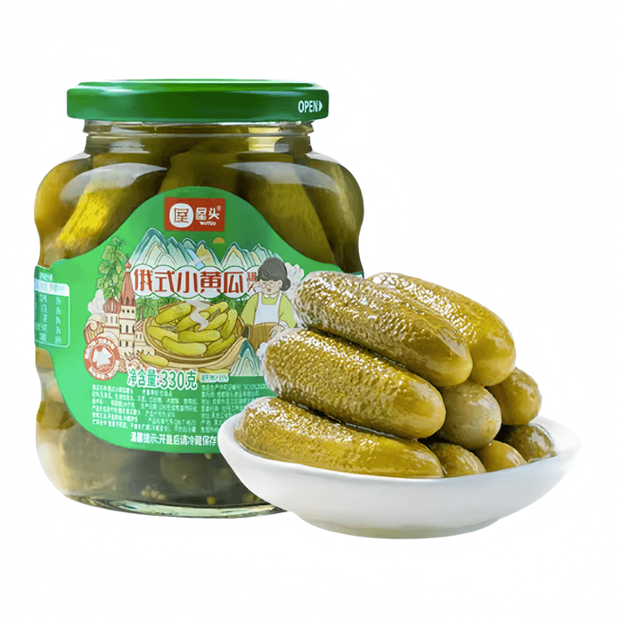 【中國直郵】 屋頭 俄式酸黃瓜俄羅斯風味脆嫩酸爽330g*1瓶