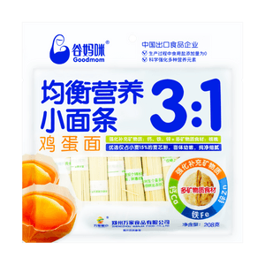 谷媽咪3:1土鸡蛋麵寶寶輔食幼兒麵條208g