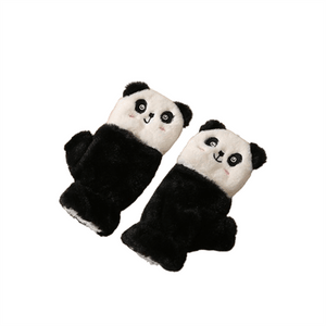 Winter Warm Flap Plush Gloves Students Writing Finger Cartoon Panda Cycling Warm Winter Gloves Black