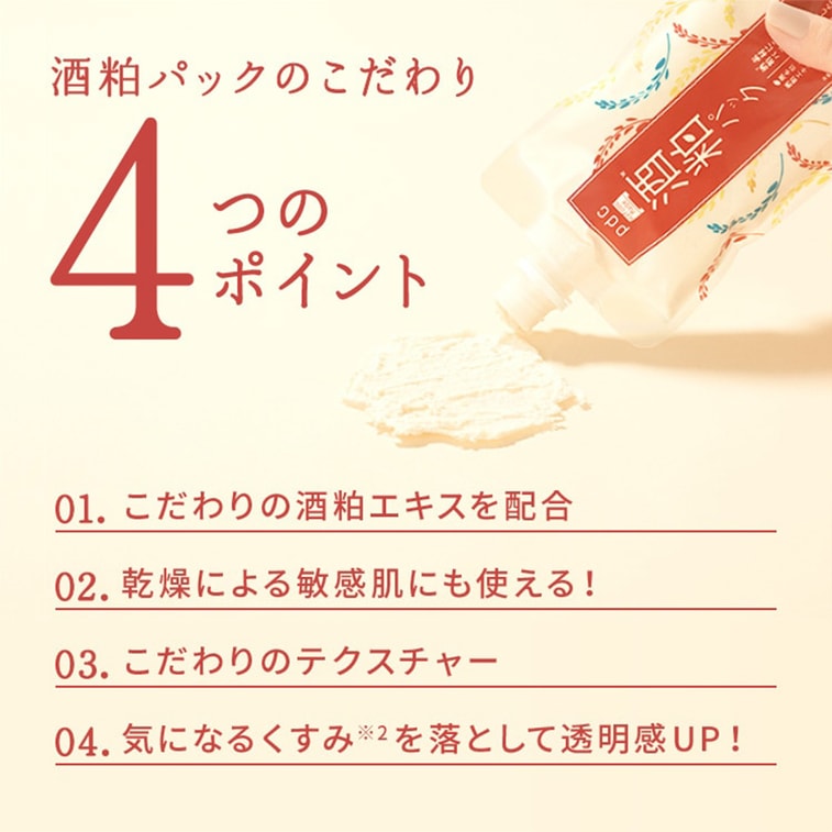 [일본발 다이렉트 메일] PDC 술지게미 마스크, 술지게미 마스크 170g, 스미어 온 보습, 미백 피부색 @COSME 대상 3