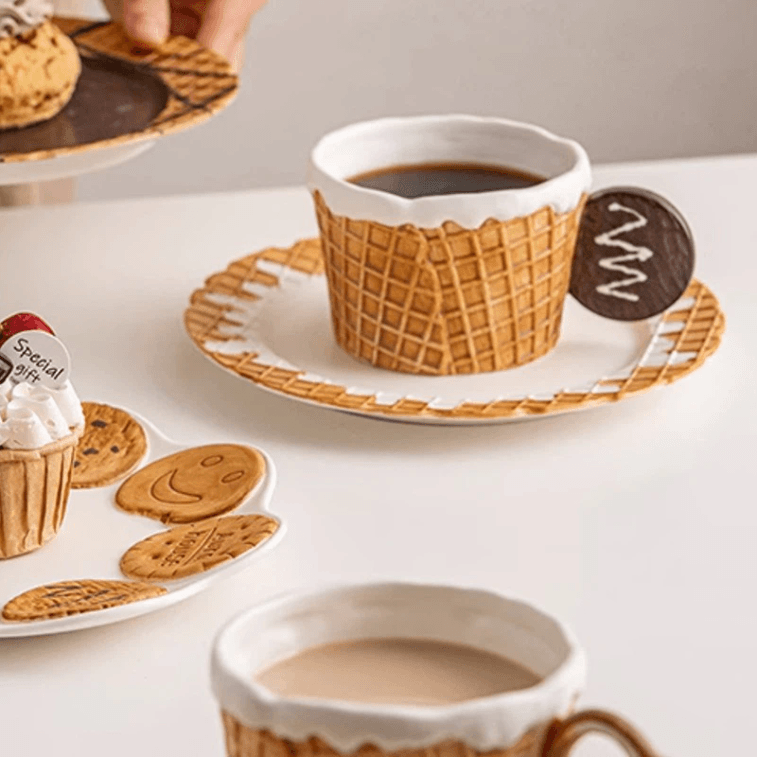 【中國直郵】PEAULEY 手作創意咖啡杯+托盤套裝D 1 份 6