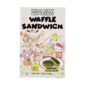 Sanrio Hello Kitty and Friends Waffle Sandwich Cookie Matcha Flavor 4.8oz