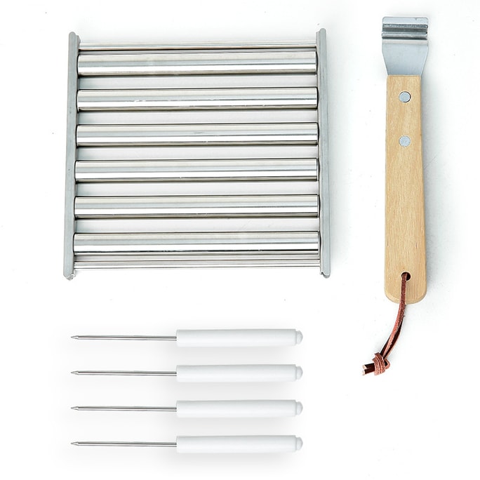 Convenient Stainless Steel Sausage Grill Set Rolling Barbecue Grill Detachable And Portable - Large Size 1 Set