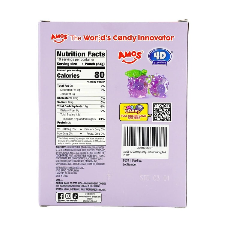 4d Burst Juice Gummy Candy, Grape Flavor, 8.5oz【Gluten Free】 6