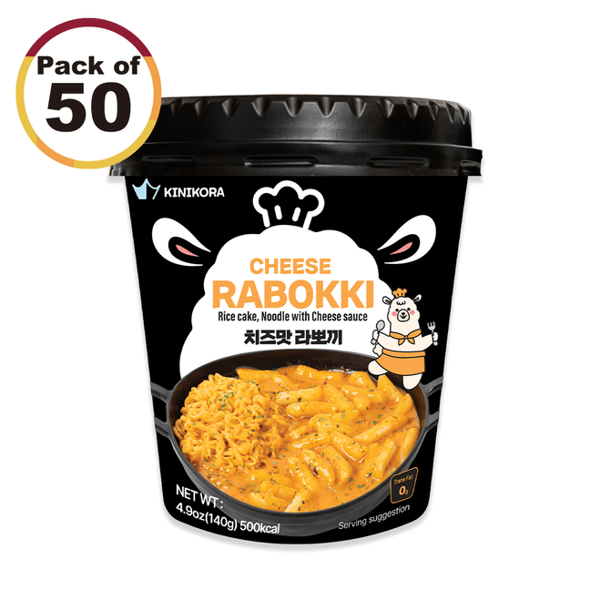 Premium Instant Rabokki Cup - (Cheese Flavor Pack of 50) Korean Ramen Tteokbokki | Quick and Easy