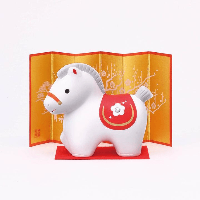 Yaoshi Kiln, Brocade and Auspicious Horse Year Ornament, 1 Piece, Rhinestone Design